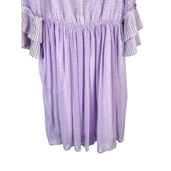 Purple Polka Dot Dress Large Pastel Lace Collar Accordion Sleeve Lolita Coquette - Picture 6 of 13